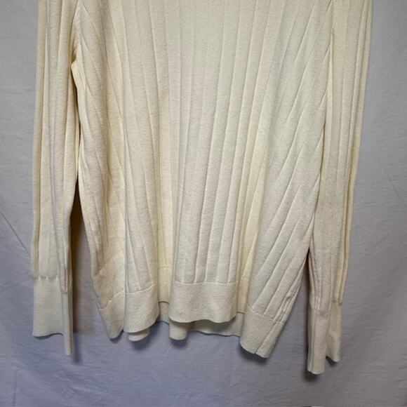 Talbots Plus Womens Ribbed Turtleneck Sweater 2X Cream Minimalist Capsule - Picture 3 of 11